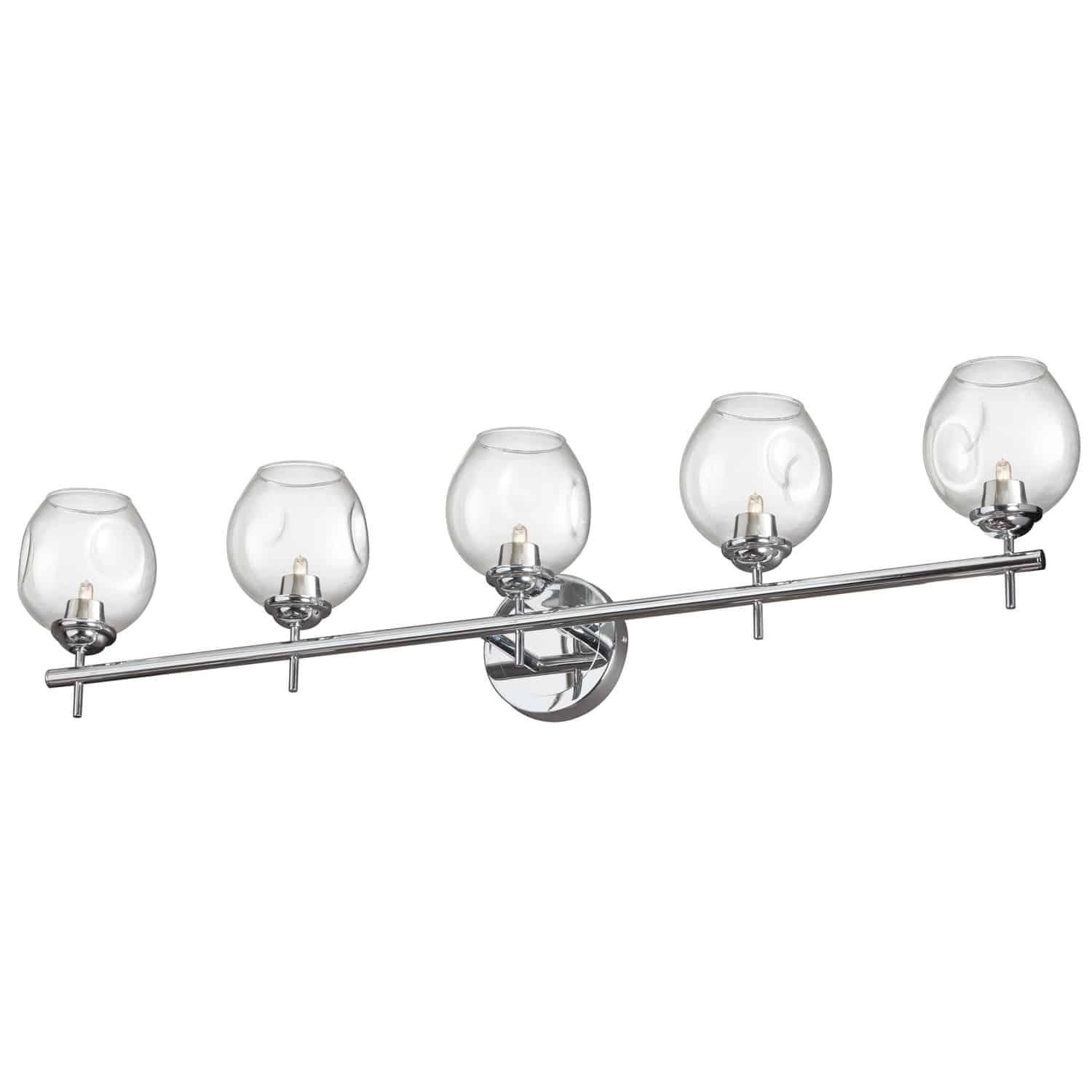 polished chrome with clear glass halogen vanity