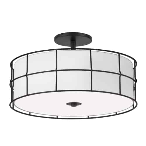Dainolite 3 Light Incandescent Semi Flush Mount Fixture with White Shade