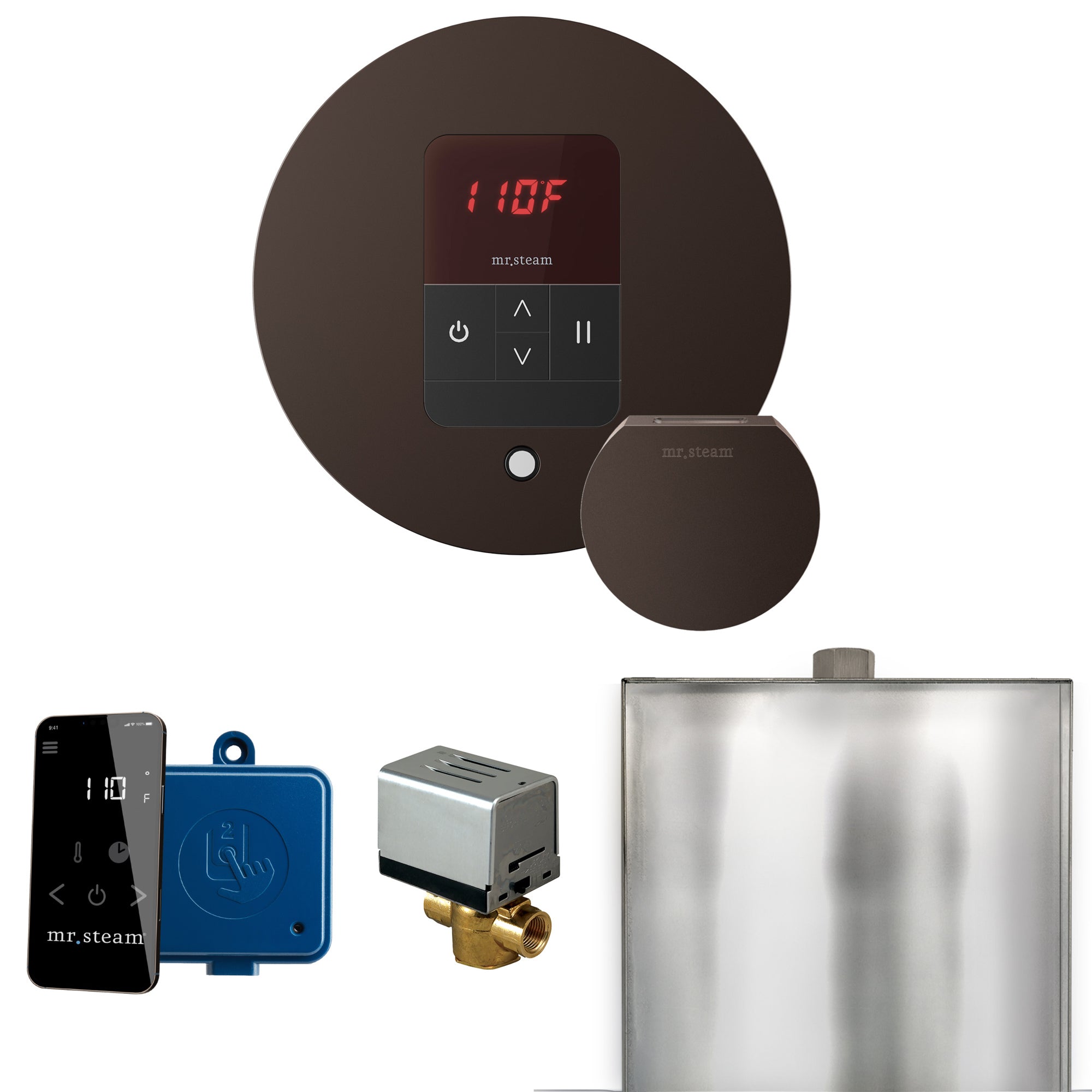 Mr Steam Basic Butler Steam Shower Control Package with Round iTempo Control and Steamhead