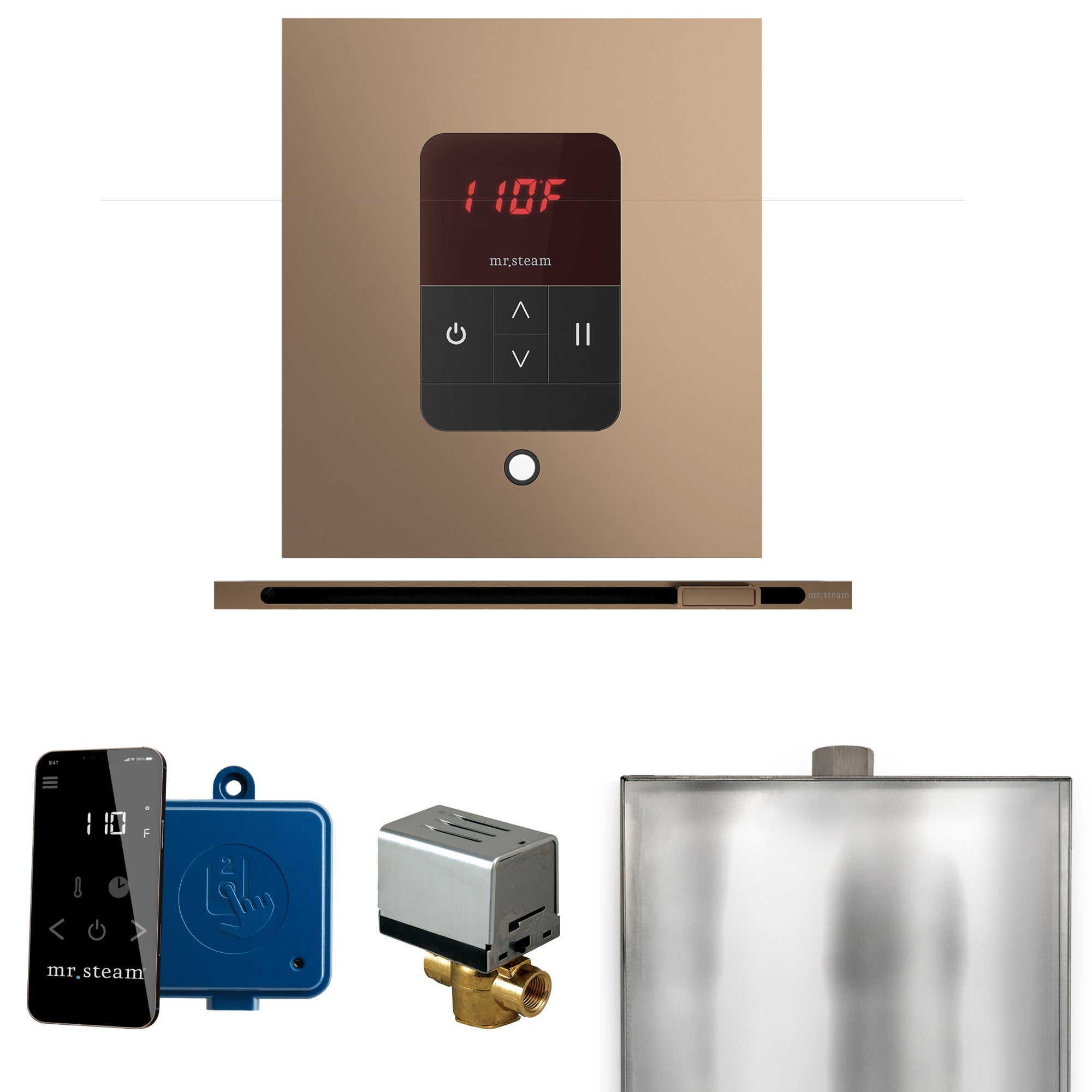 Mr Steam Basic Butler Steam Shower Control Package with Square iTempo Control and Linear Steamhead
