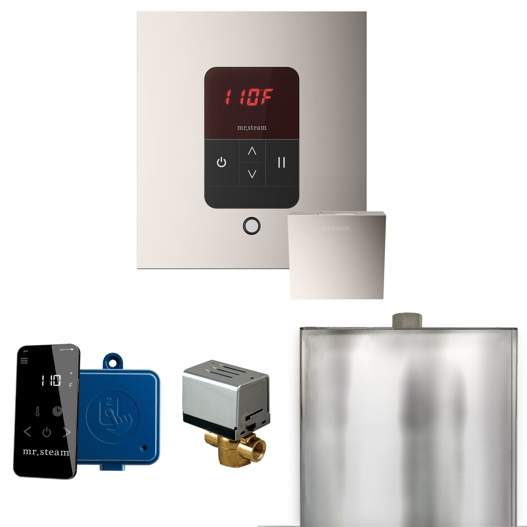 Mr Steam Basic Butler Steam Shower Control Package with Square iTempo Control and Linear Steamhead