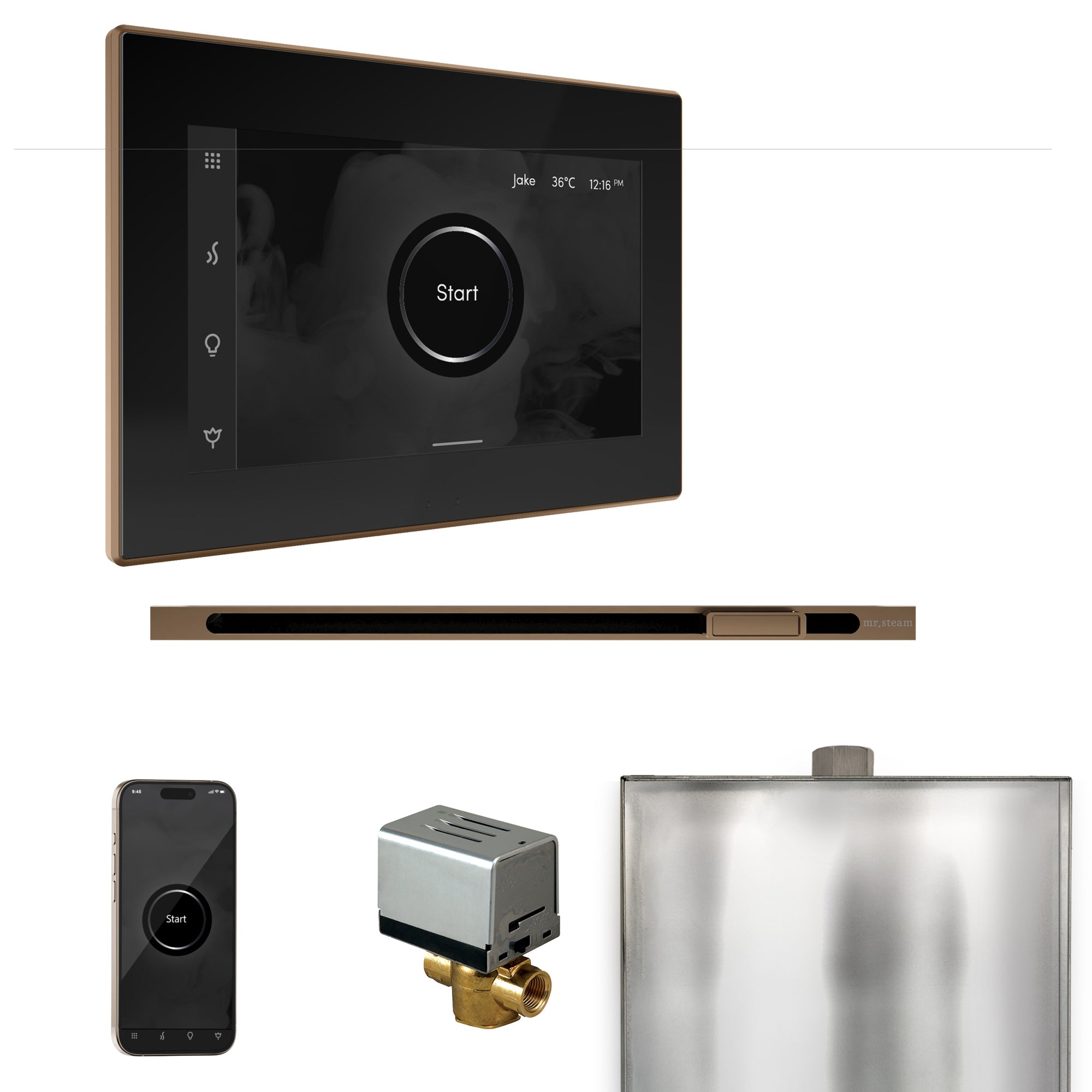 Mr Steam XButler Steam Shower Control Package with iSteamX Control and Linear Steamhead