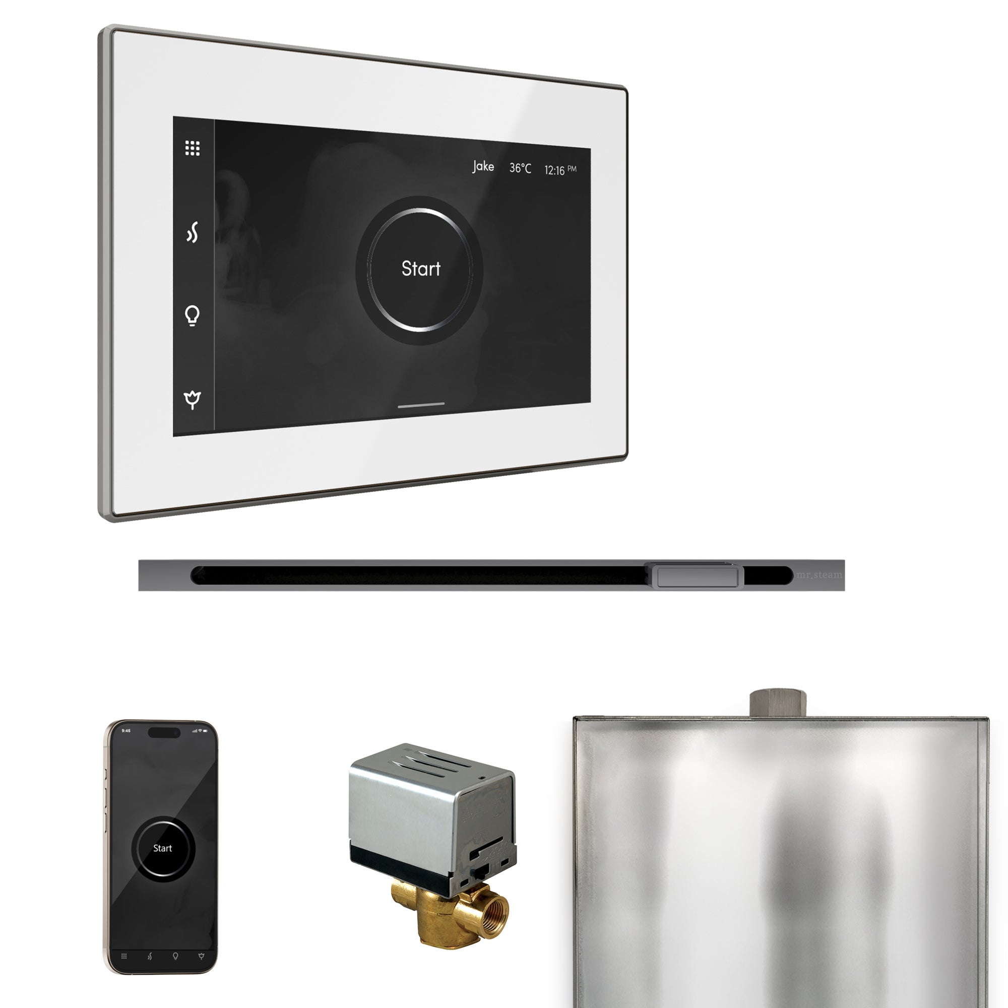 Mr Steam XButler Steam Shower Control Package with iSteamX Control and Linear Steamhead