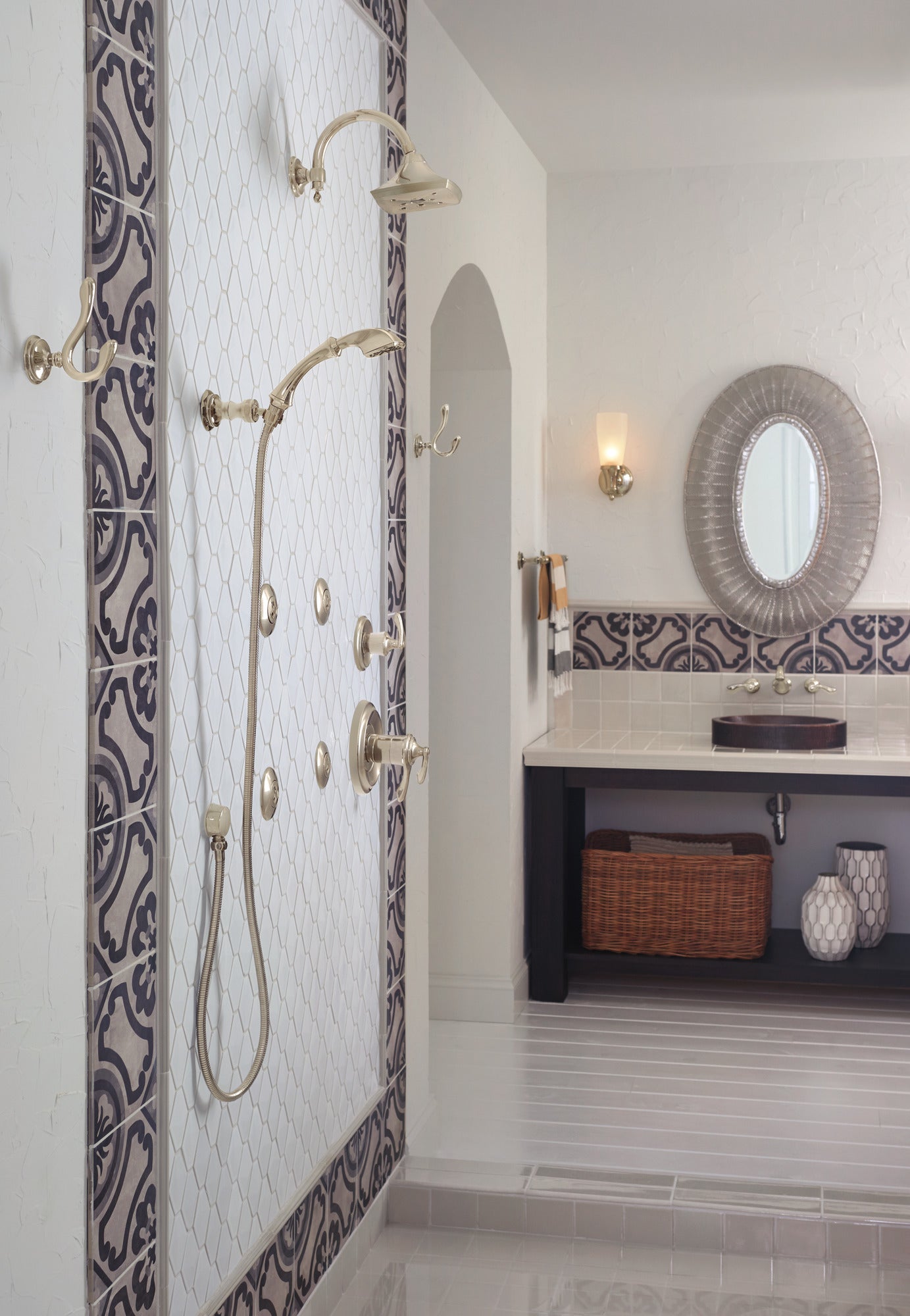 polished nickel thermostatic shower