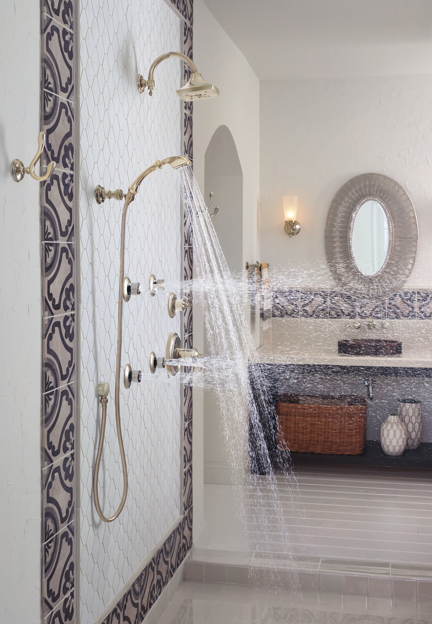 polished nickel thermostatic shower