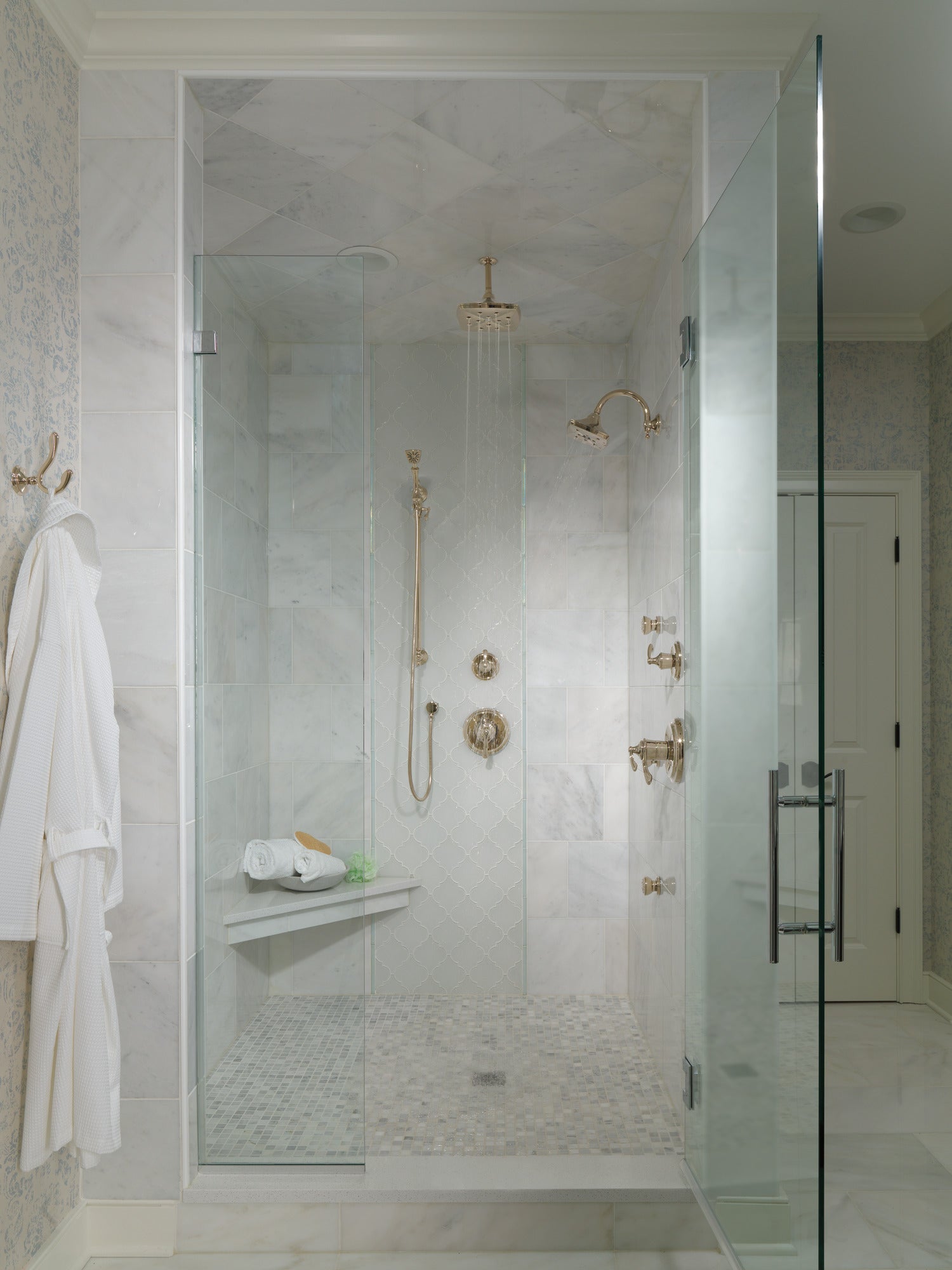 polished nickel thermostatic shower