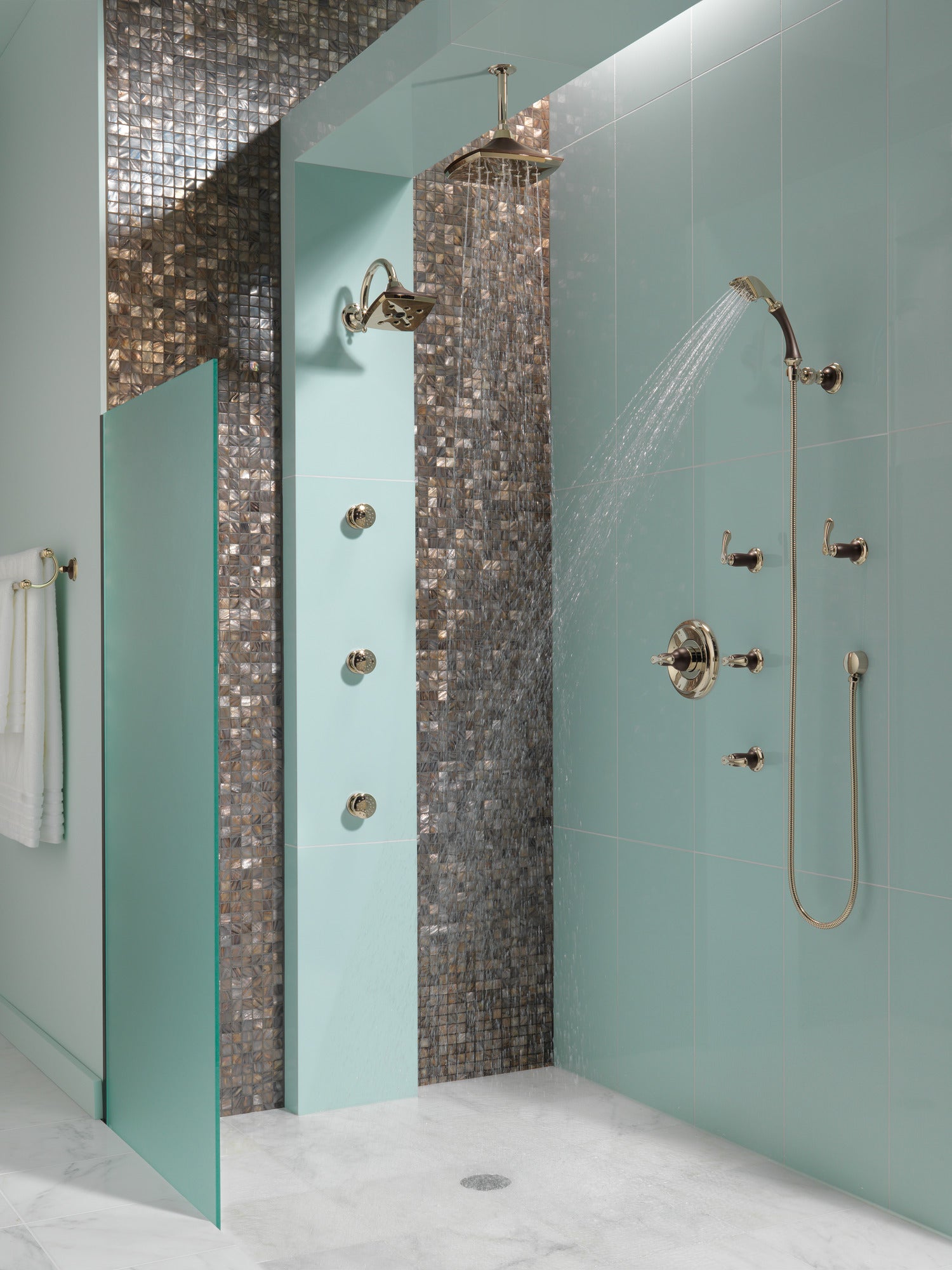 cocoa bronze / polished nickel thermostatic shower