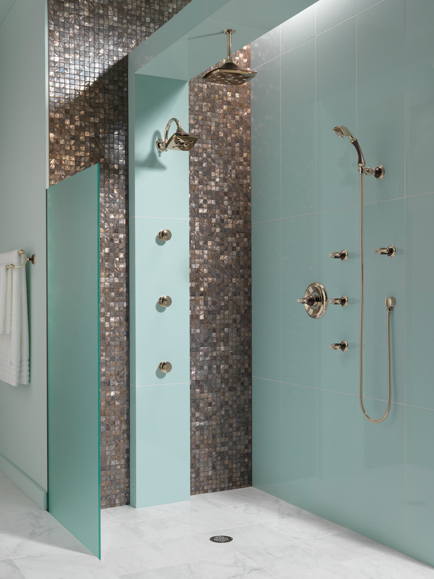 cocoa bronze / polished nickel thermostatic shower