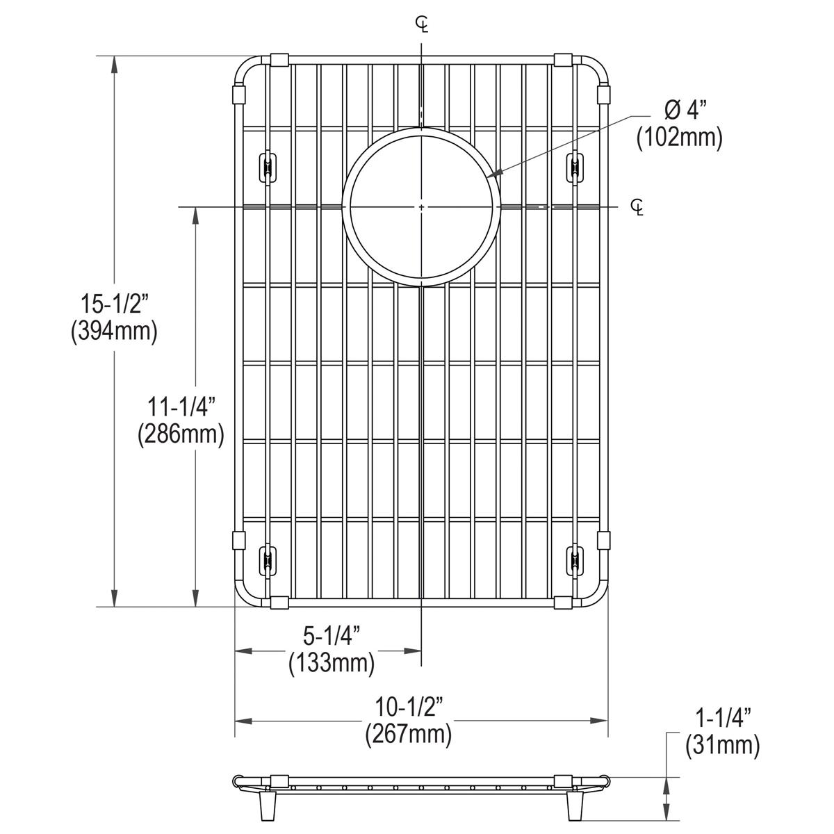 polished stainless steel bottom grid
