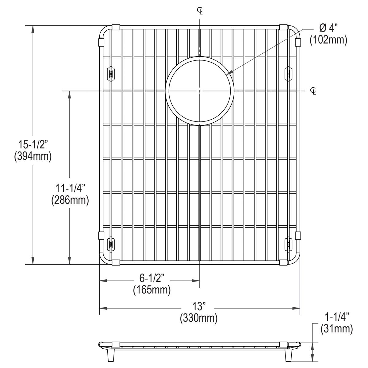 polished stainless steel bottom grid