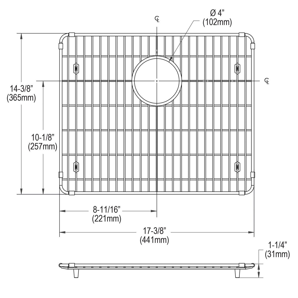 polished stainless steel bottom grid