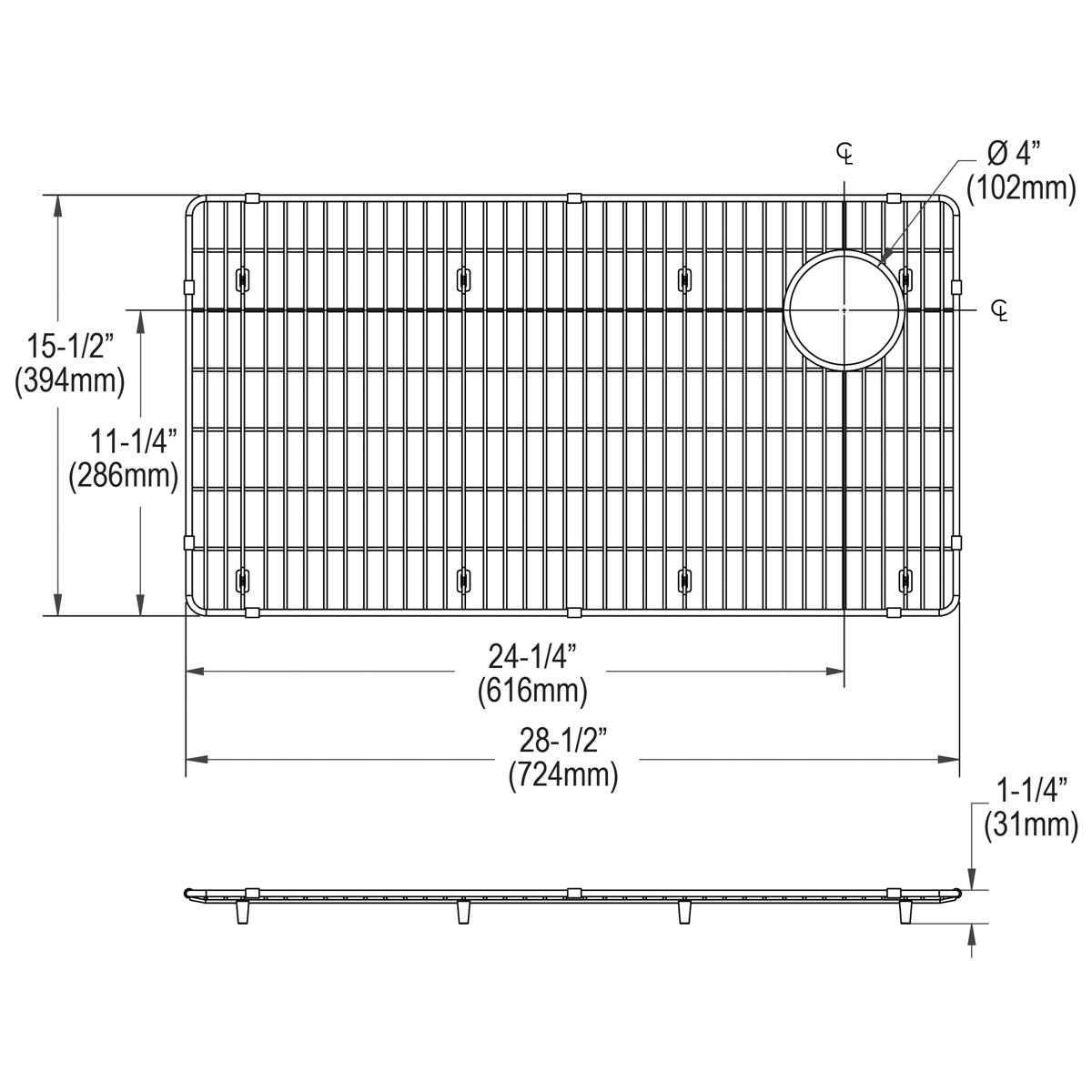 polished stainless steel bottom grid