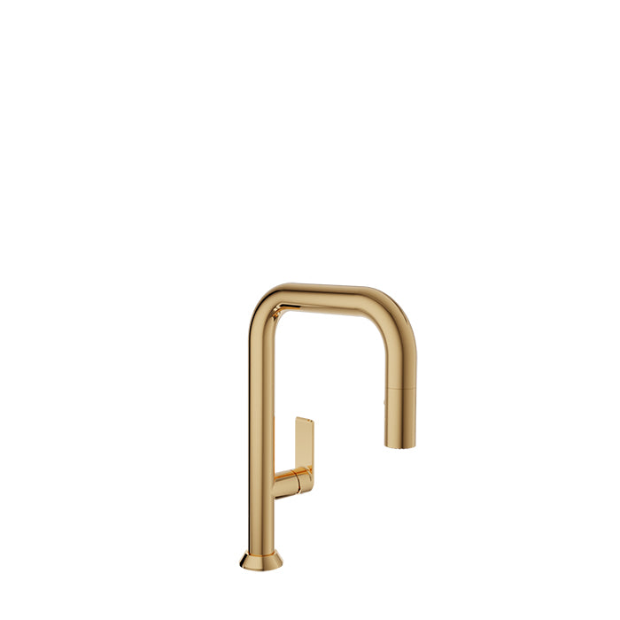 Baril Tube Single Hole Bar/Prep Kitchen Faucet with 2-Function Pull-Down Spray