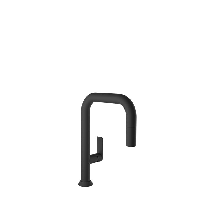 Baril Tube Single Hole Bar/Prep Kitchen Faucet with 2-Function Pull-Down Spray