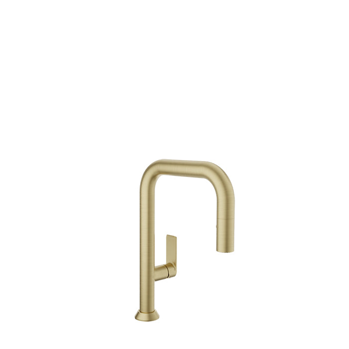 Baril Tube Single Hole Bar/Prep Kitchen Faucet with 2-Function Pull-Down Spray
