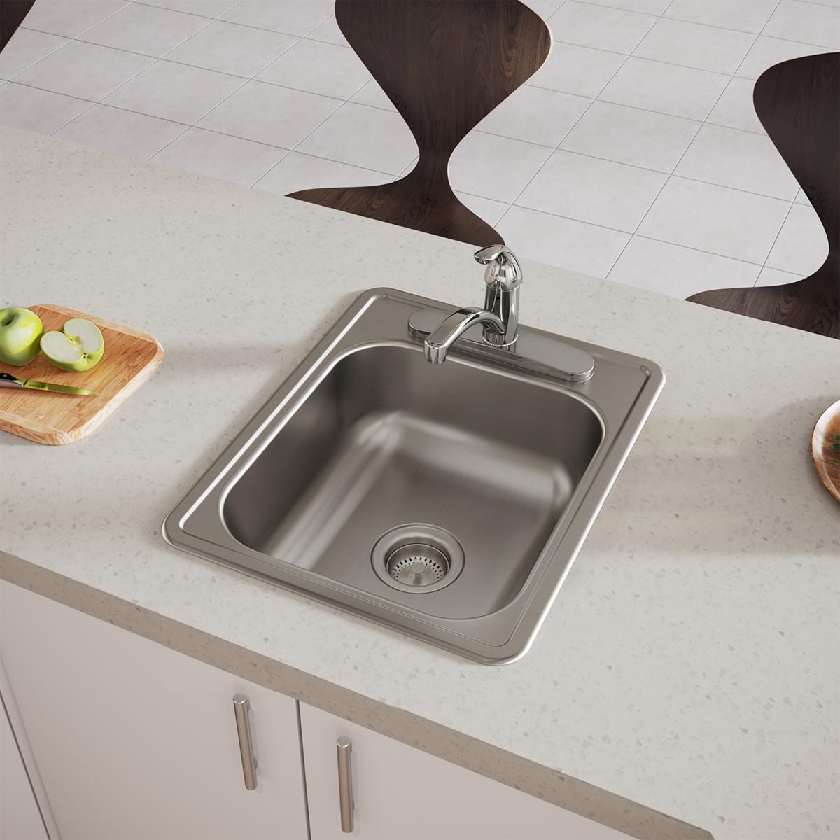 satin single bowl drop-in bar sink