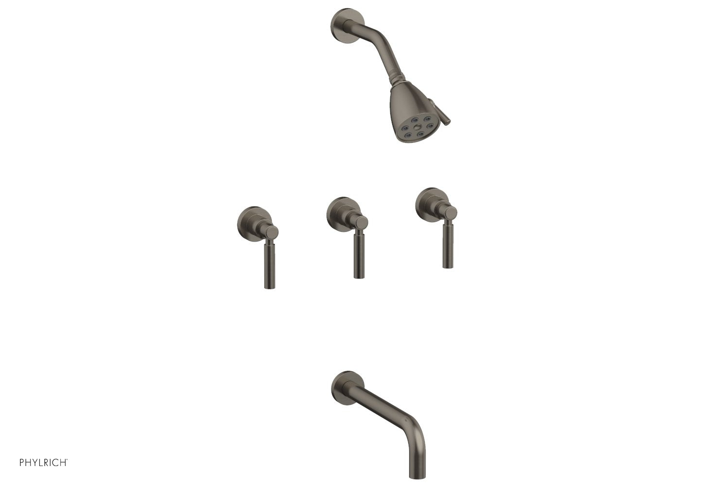 Phylrich BASIC Three Handle Tub and Shower Set 10" Spout - Lever Handles