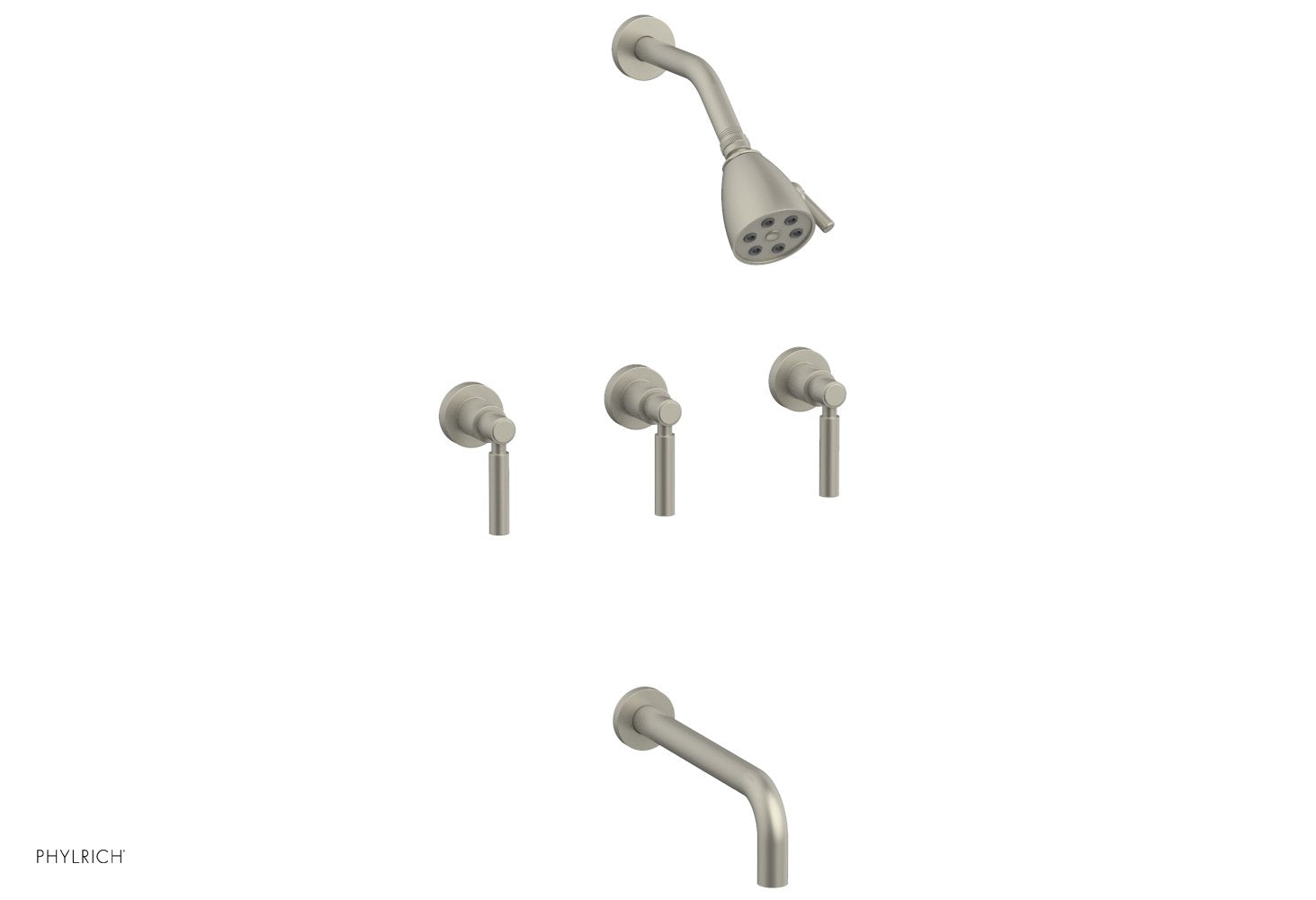 Phylrich BASIC Three Handle Tub and Shower Set 10" Spout - Lever Handles