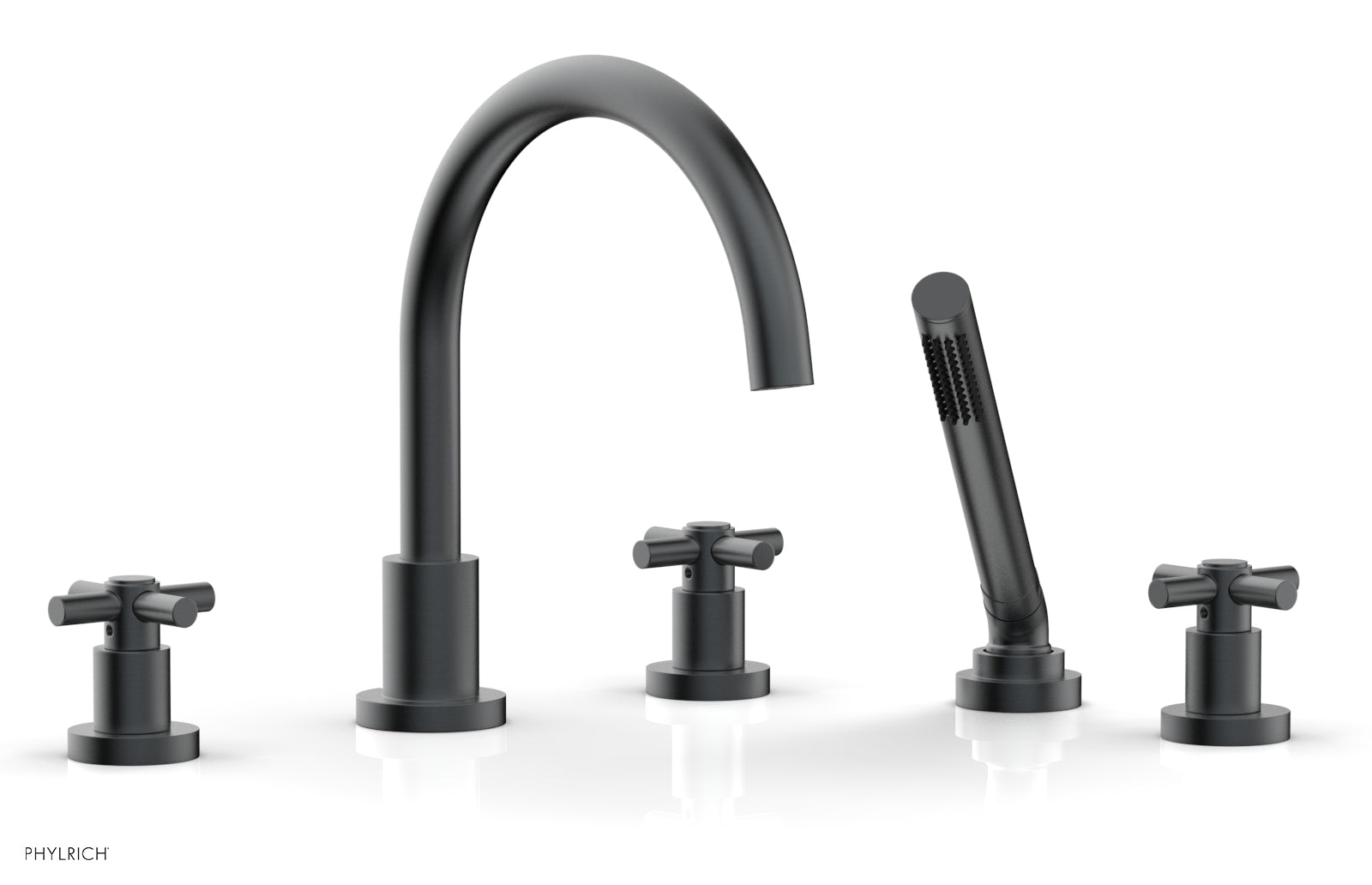 Phylrich BASIC Deck Tub Set with Hand Shower - Tubular Cross Handles