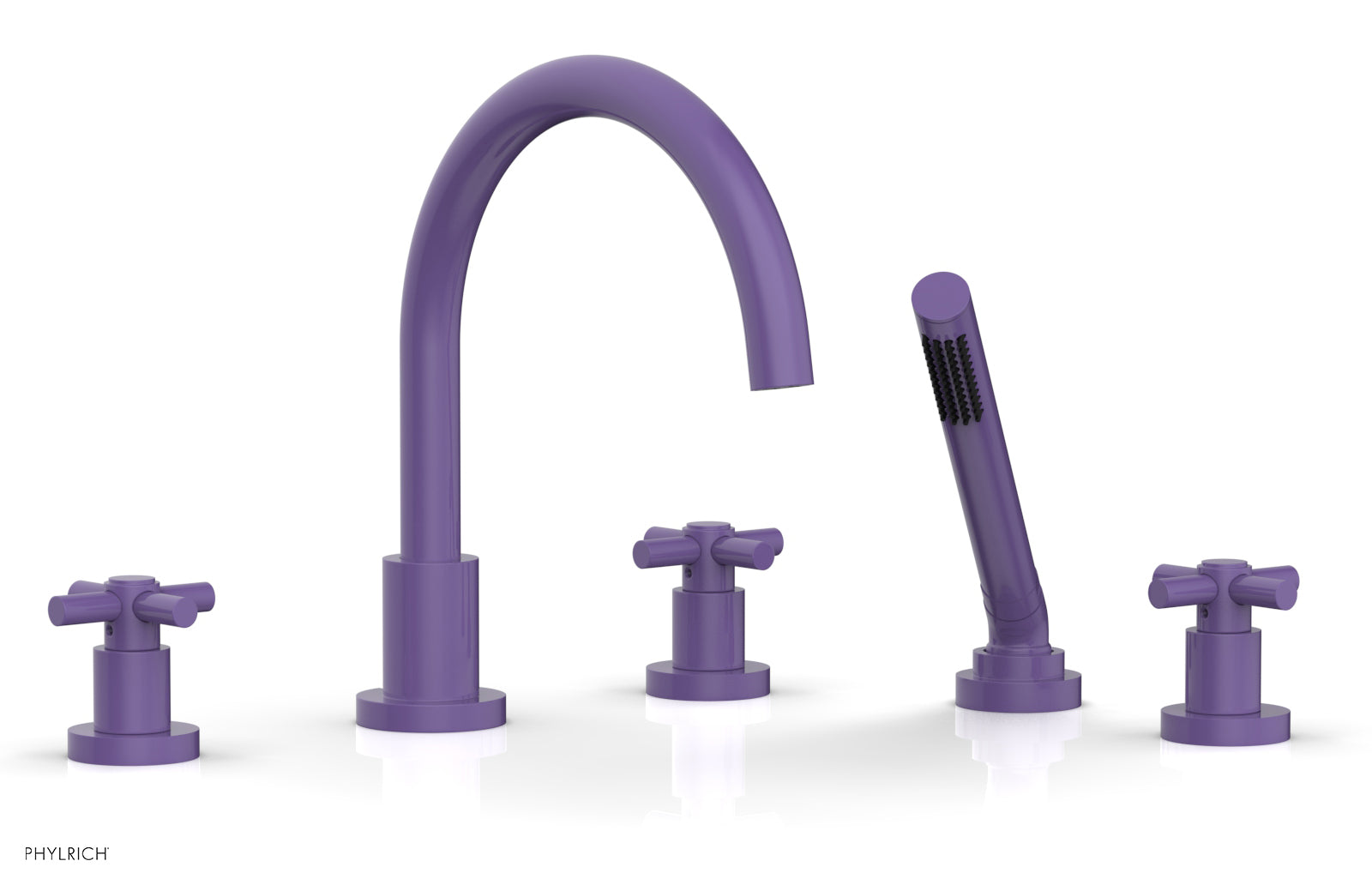 Phylrich BASIC Deck Tub Set with Hand Shower - Tubular Cross Handles