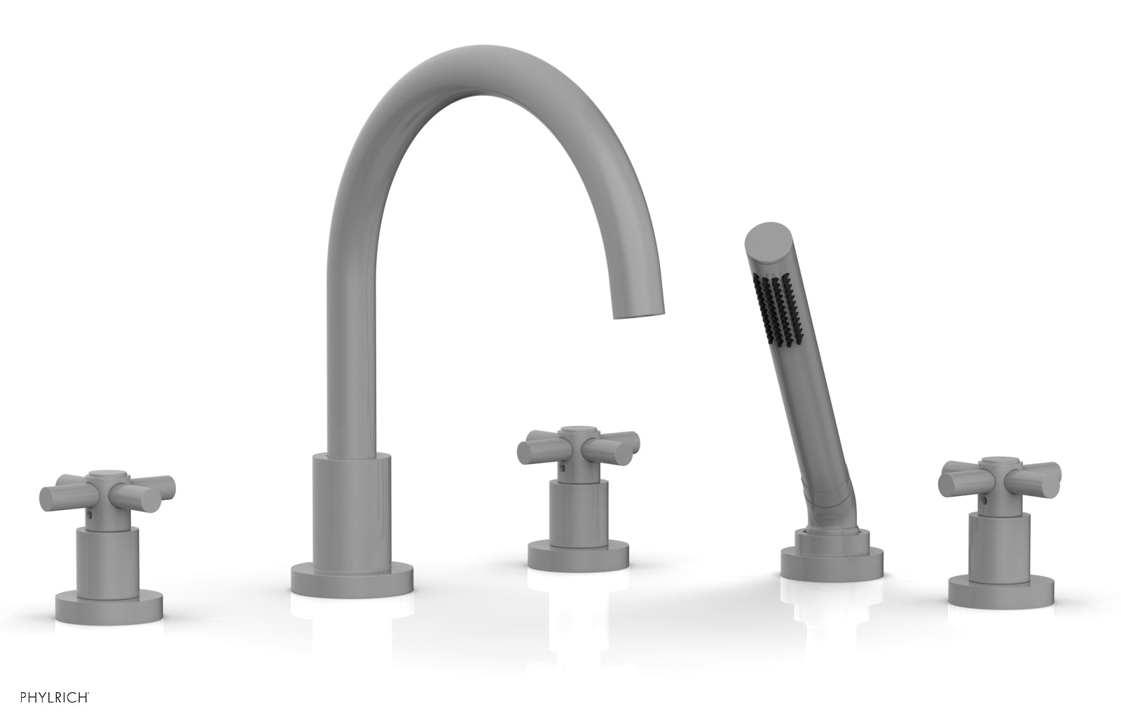 Phylrich BASIC Deck Tub Set with Hand Shower - Tubular Cross Handles