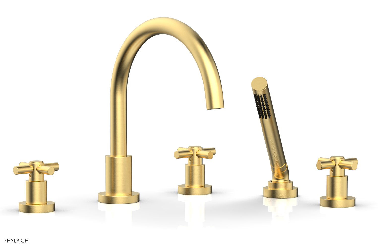 Phylrich BASIC Deck Tub Set with Hand Shower - Tubular Cross Handles