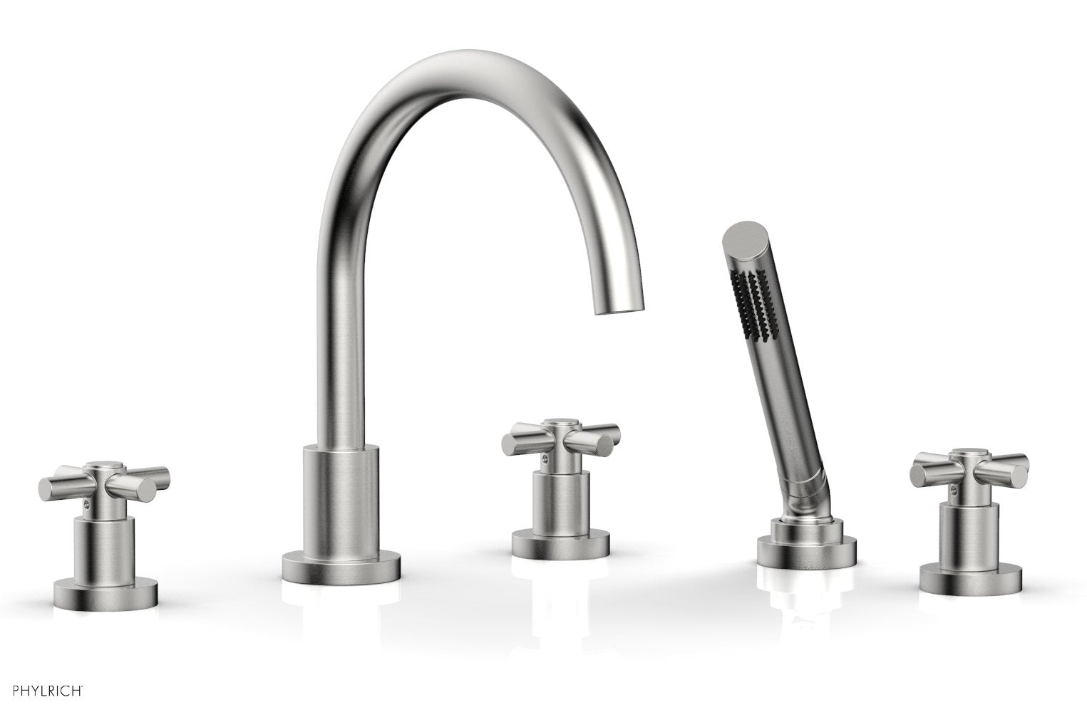 Phylrich BASIC Deck Tub Set with Hand Shower - Tubular Cross Handles