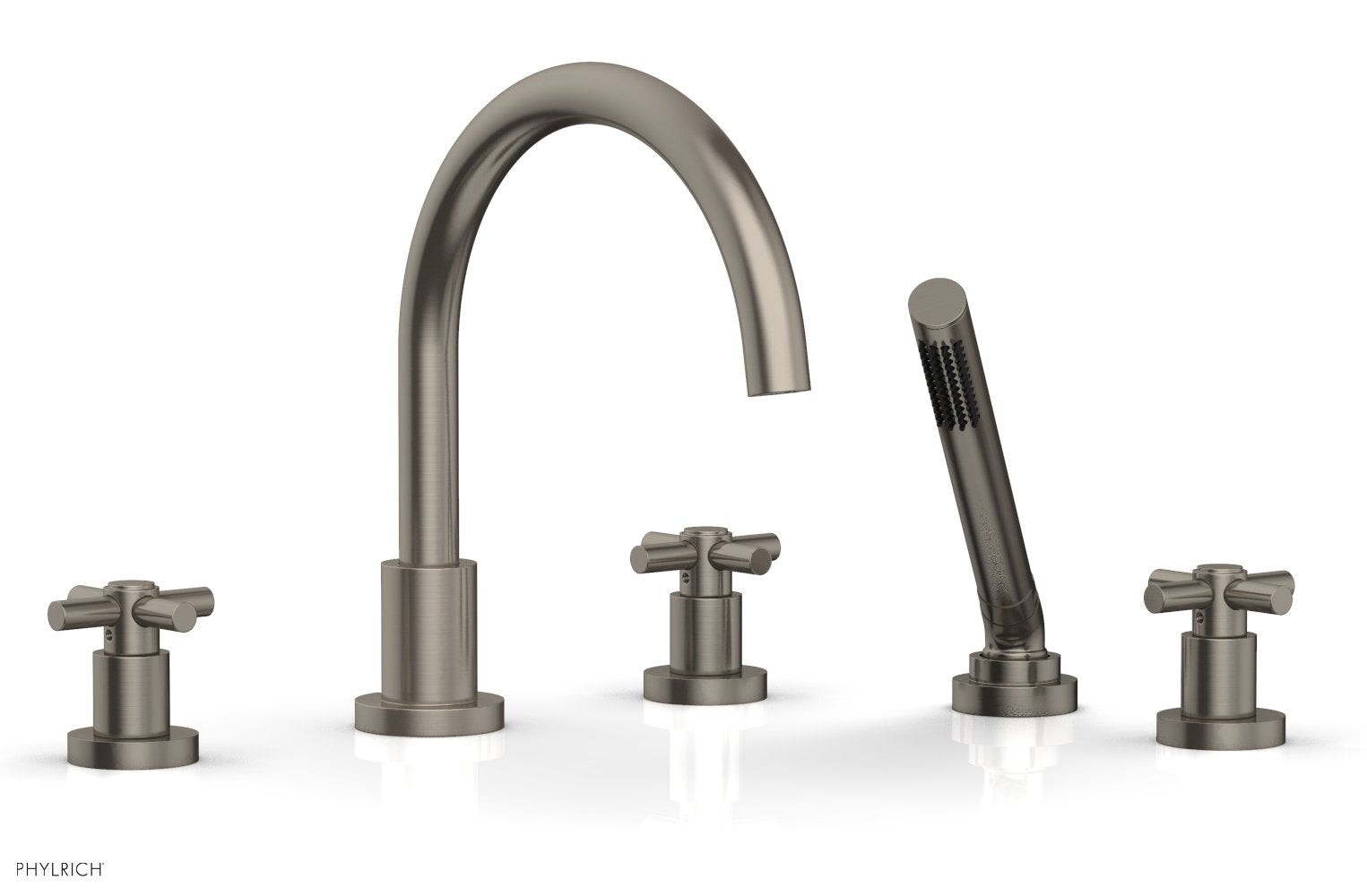 Phylrich BASIC Deck Tub Set with Hand Shower - Tubular Cross Handles
