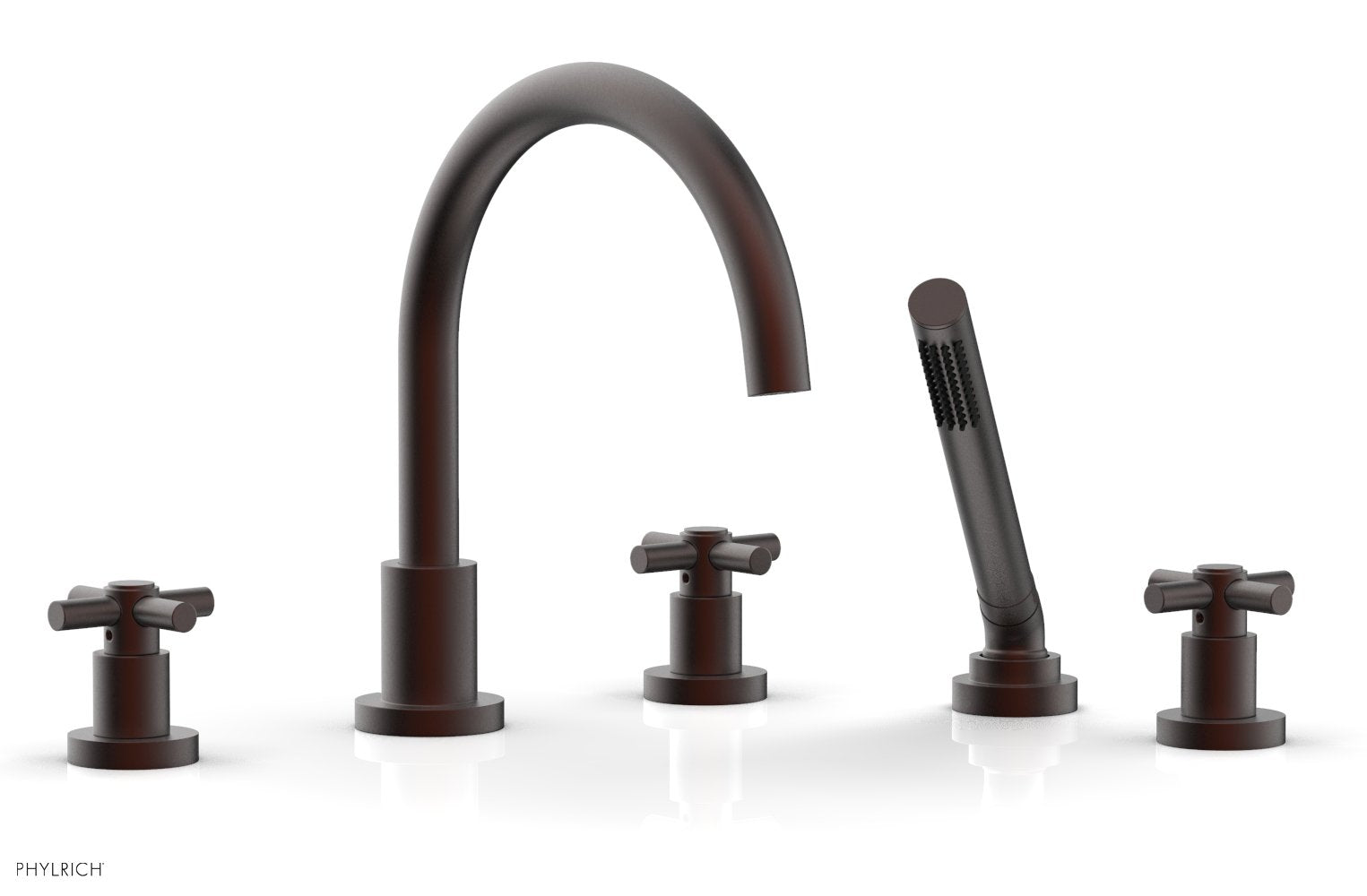 Phylrich BASIC Deck Tub Set with Hand Shower - Tubular Cross Handles
