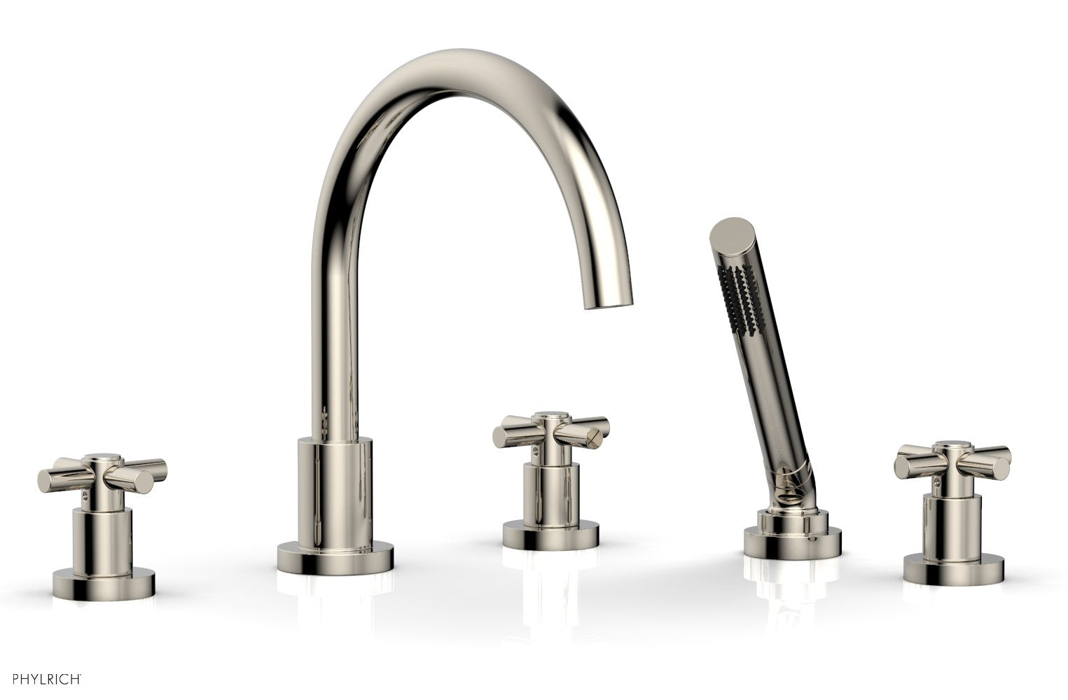 Phylrich BASIC Deck Tub Set with Hand Shower - Tubular Cross Handles
