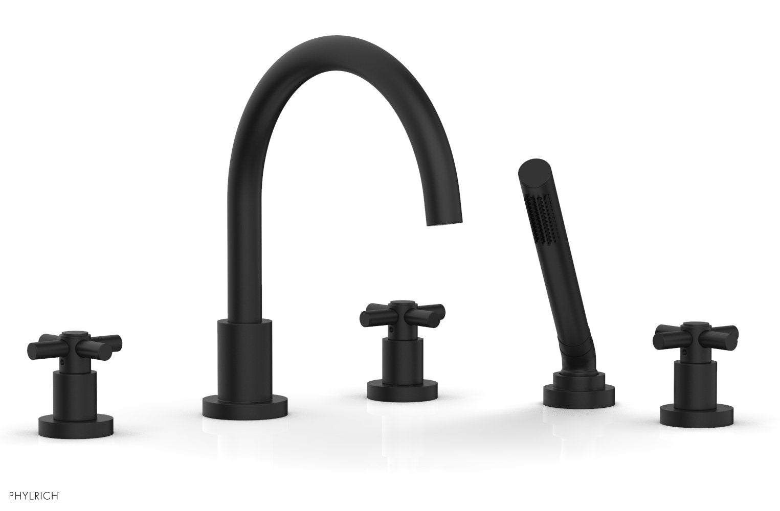 Phylrich BASIC Deck Tub Set with Hand Shower - Tubular Cross Handles