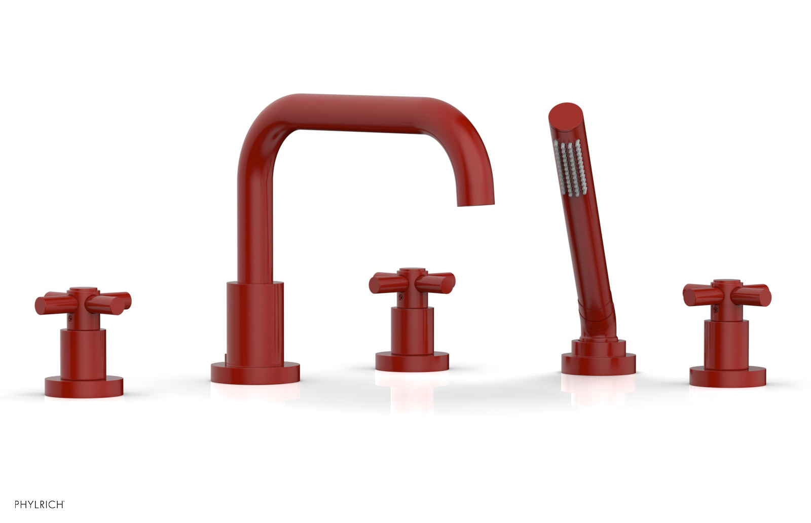 Phylrich BASIC Deck Tub Set with Hand Shower - Tubular Cross Handles