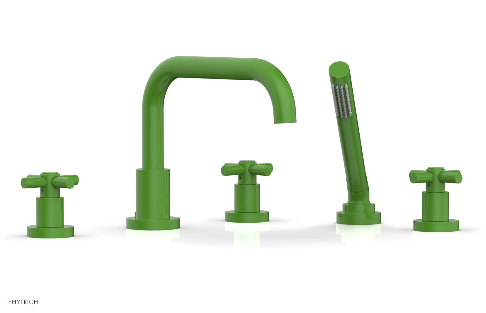 Phylrich BASIC Deck Tub Set with Hand Shower - Tubular Cross Handles