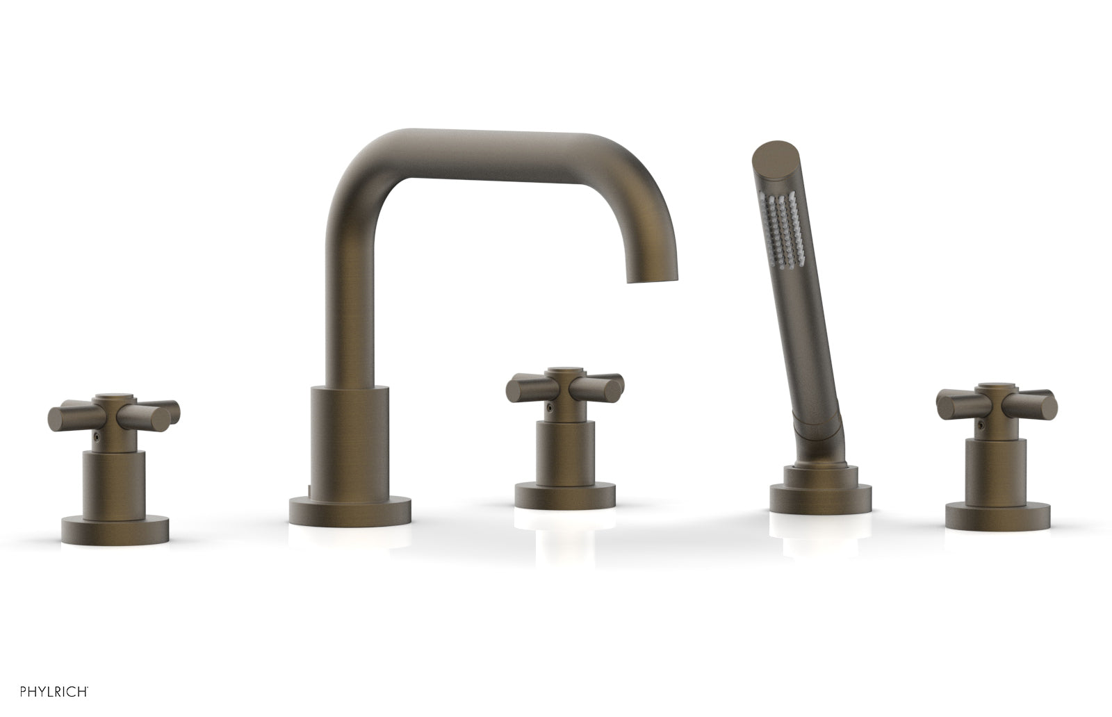 Phylrich BASIC Deck Tub Set with Hand Shower - Tubular Cross Handles