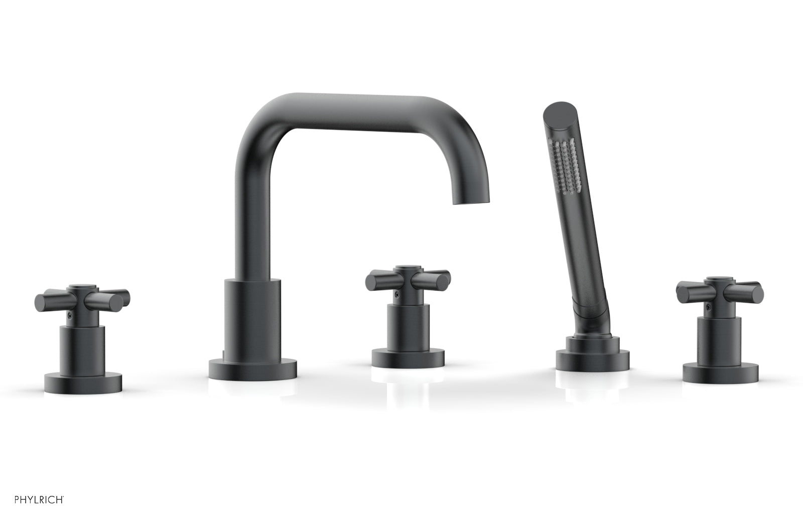 Phylrich BASIC Deck Tub Set with Hand Shower - Tubular Cross Handles