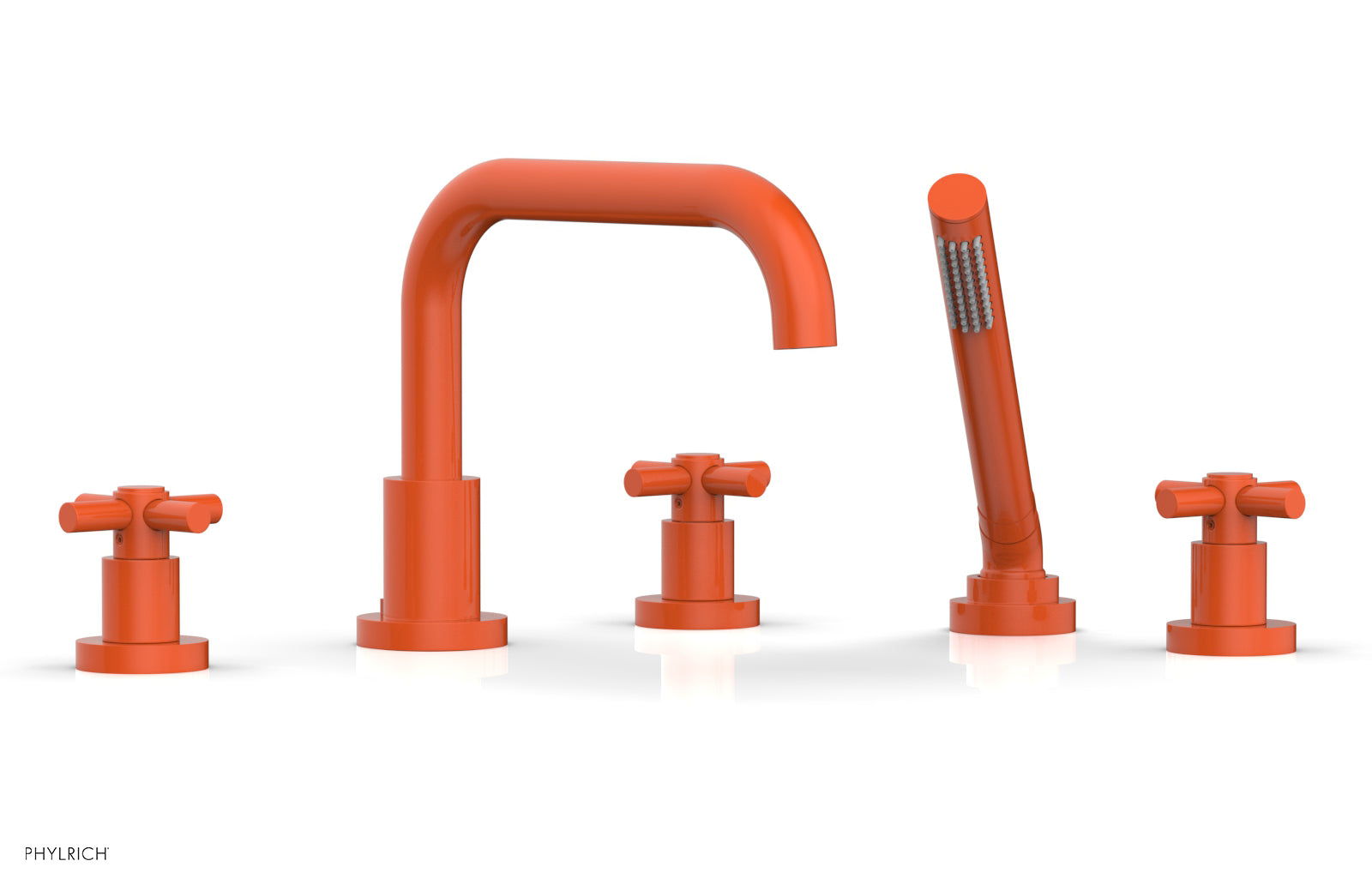 Phylrich BASIC Deck Tub Set with Hand Shower - Tubular Cross Handles