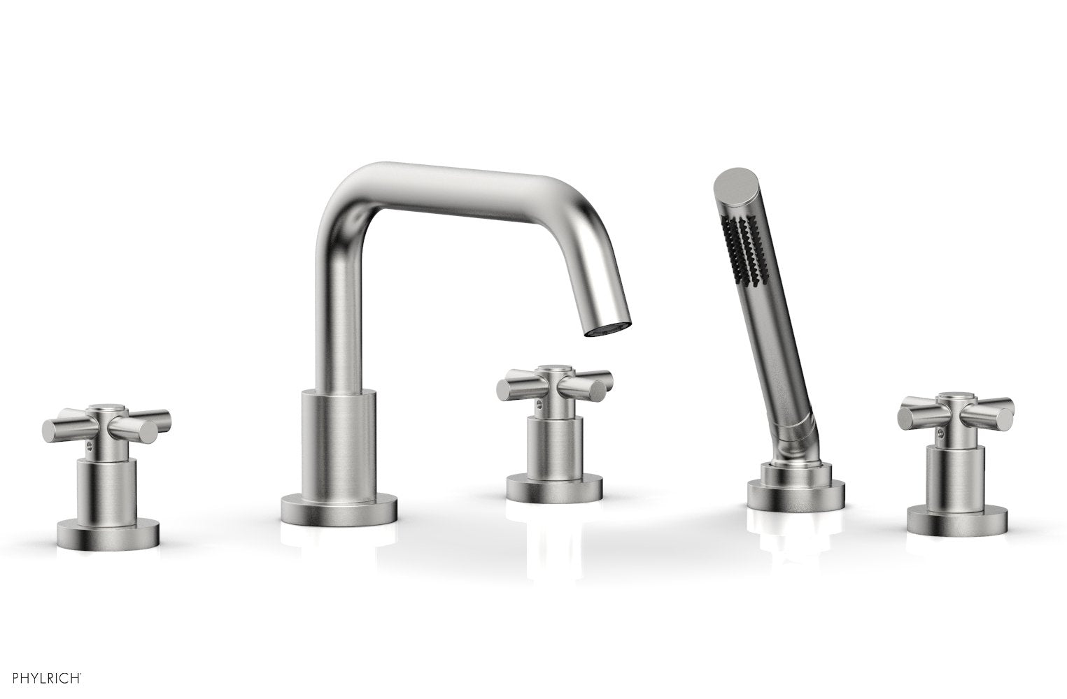 Phylrich BASIC Deck Tub Set with Hand Shower - Tubular Cross Handles