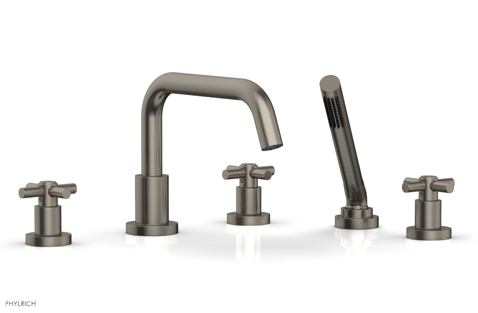 Phylrich BASIC Deck Tub Set with Hand Shower - Tubular Cross Handles