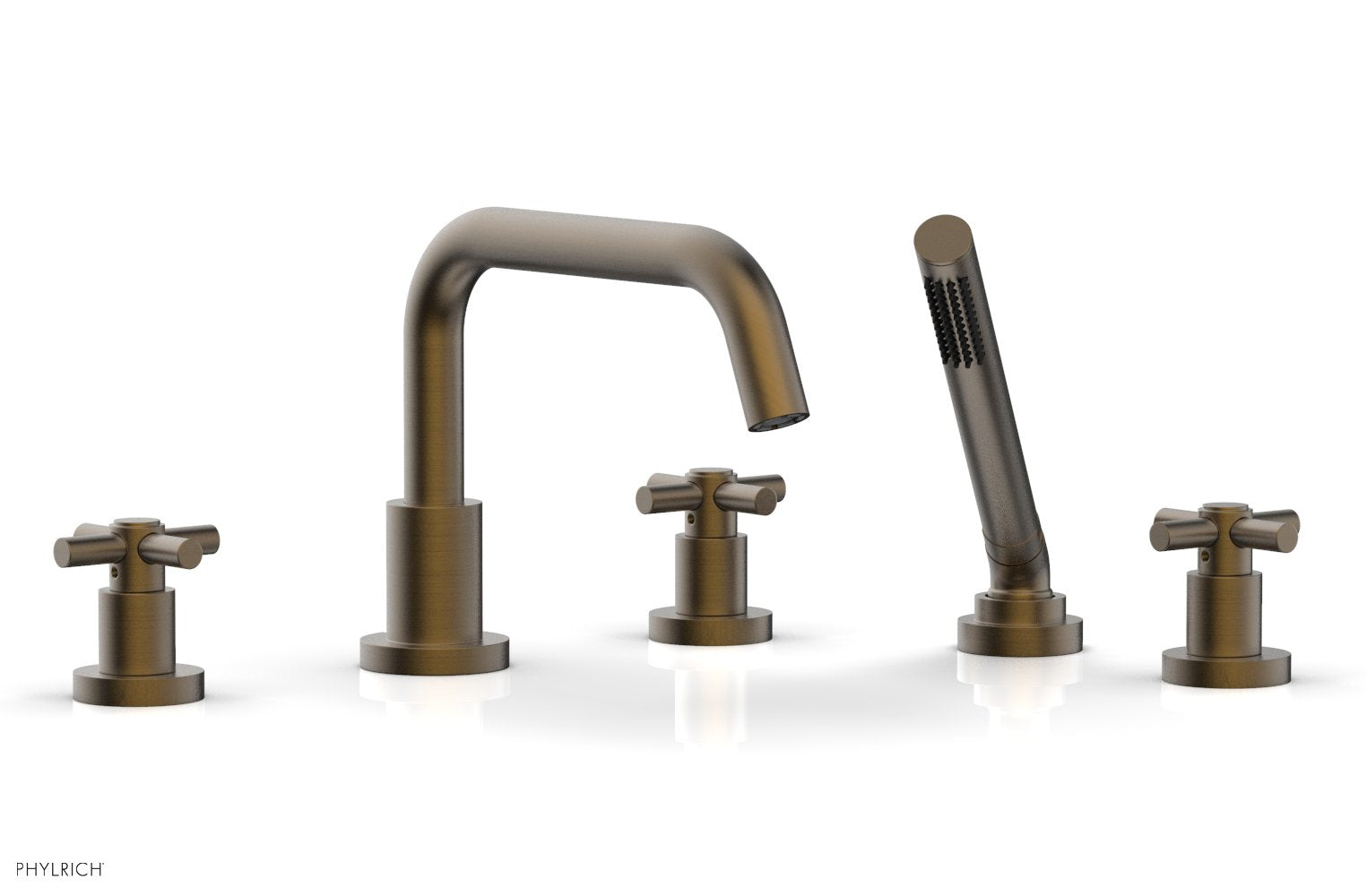 Phylrich BASIC Deck Tub Set with Hand Shower - Tubular Cross Handles