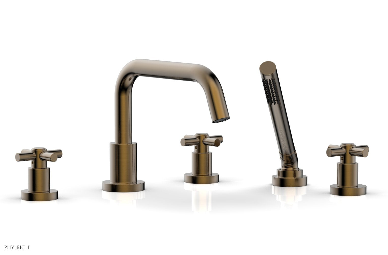 Phylrich BASIC Deck Tub Set with Hand Shower - Tubular Cross Handles
