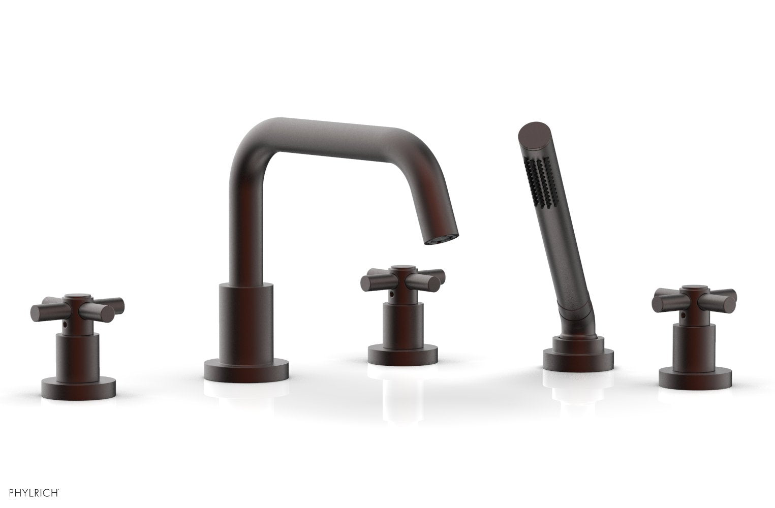 Phylrich BASIC Deck Tub Set with Hand Shower - Tubular Cross Handles