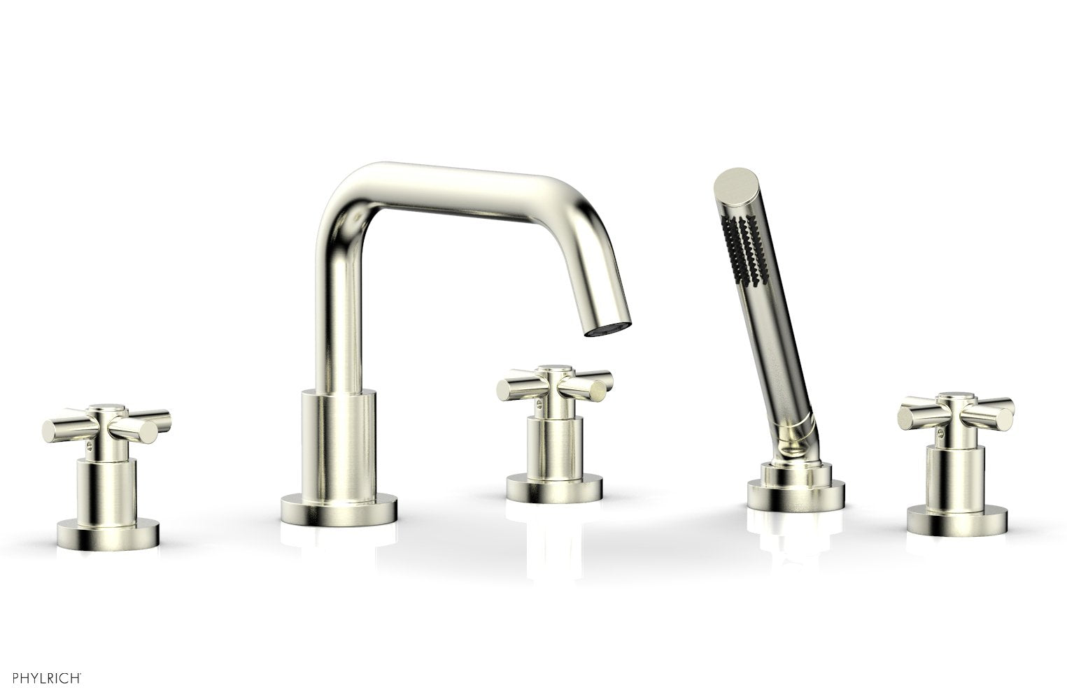 Phylrich BASIC Deck Tub Set with Hand Shower - Tubular Cross Handles