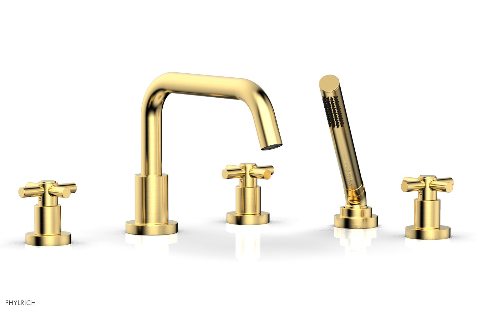 Phylrich BASIC Deck Tub Set with Hand Shower - Tubular Cross Handles