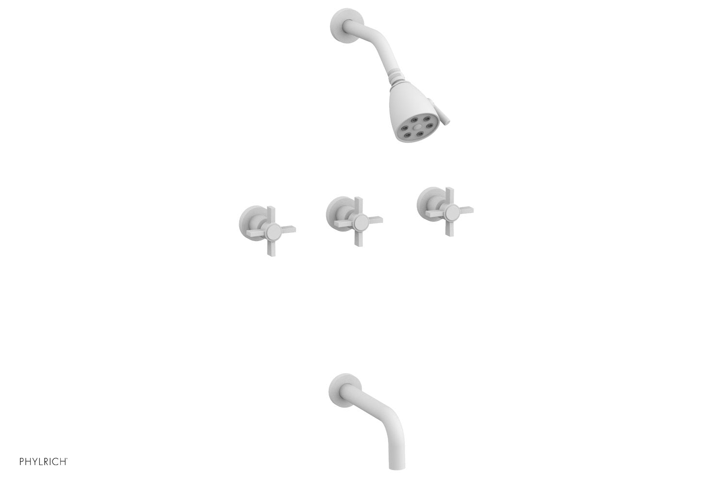 Phylrich BASIC Three Handle Tub and Shower Set 7 1/2" Spout - Blade Cross Handles