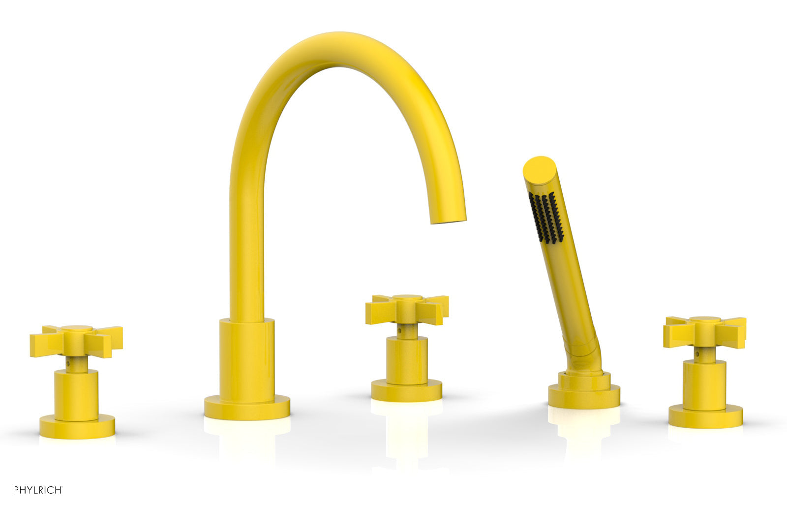 Phylrich BASIC Deck Tub Set with Hand Shower - Blade Cross Handles