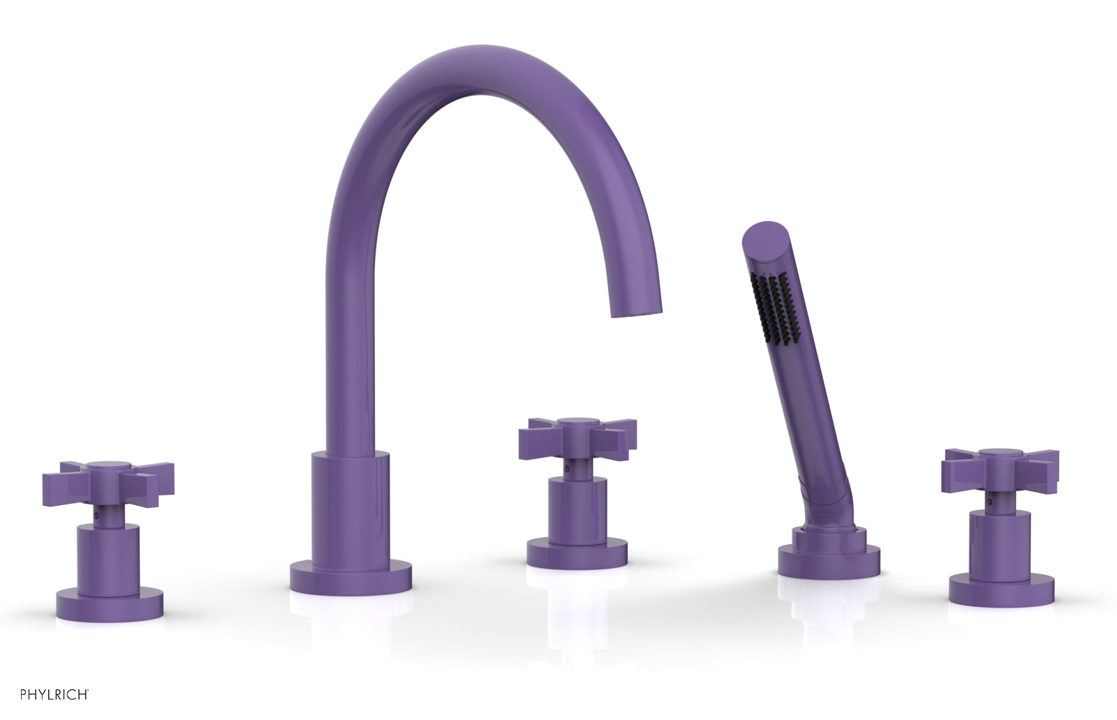 Phylrich BASIC Deck Tub Set with Hand Shower - Blade Cross Handles