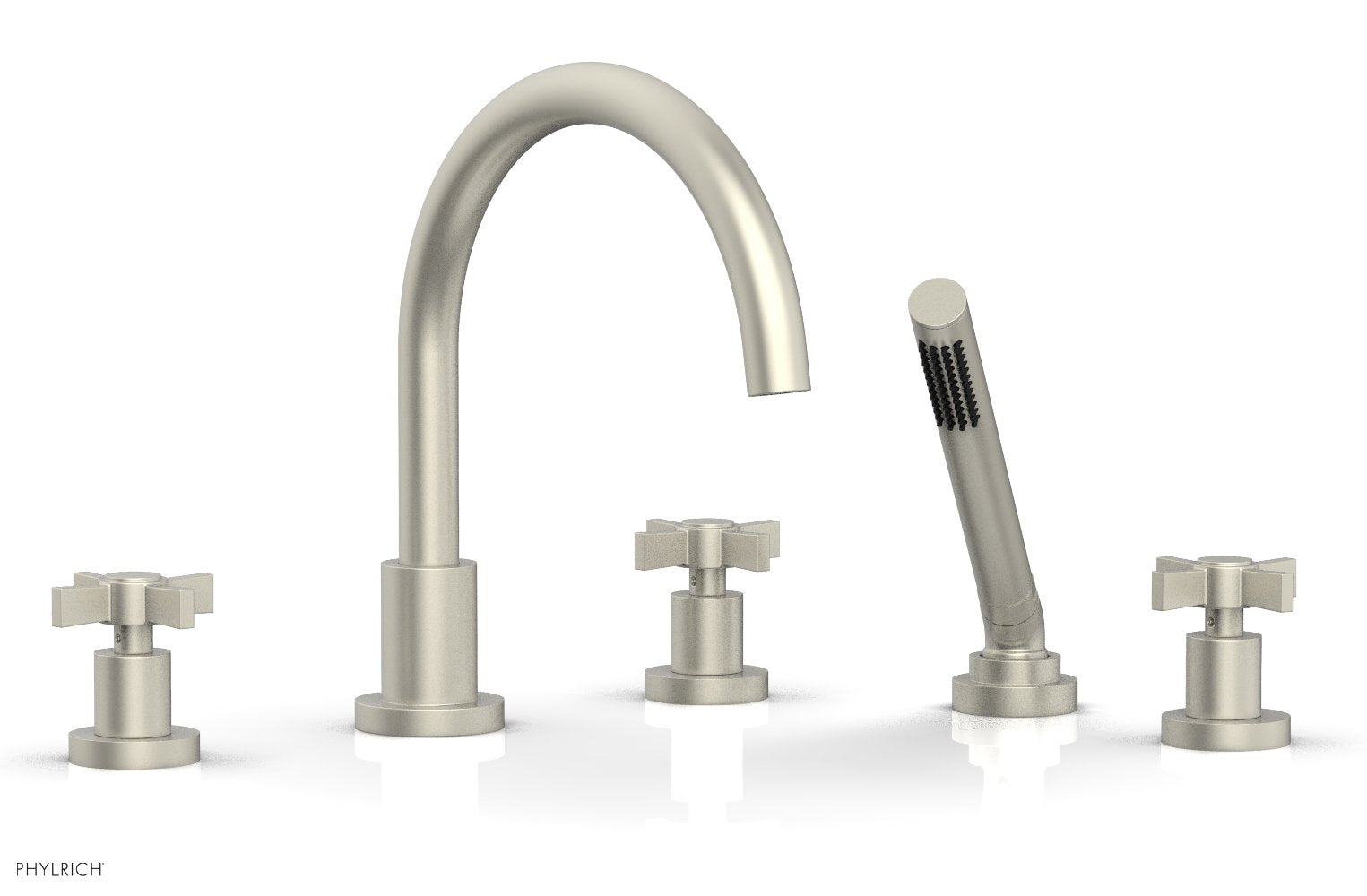 Phylrich BASIC Deck Tub Set with Hand Shower - Blade Cross Handles