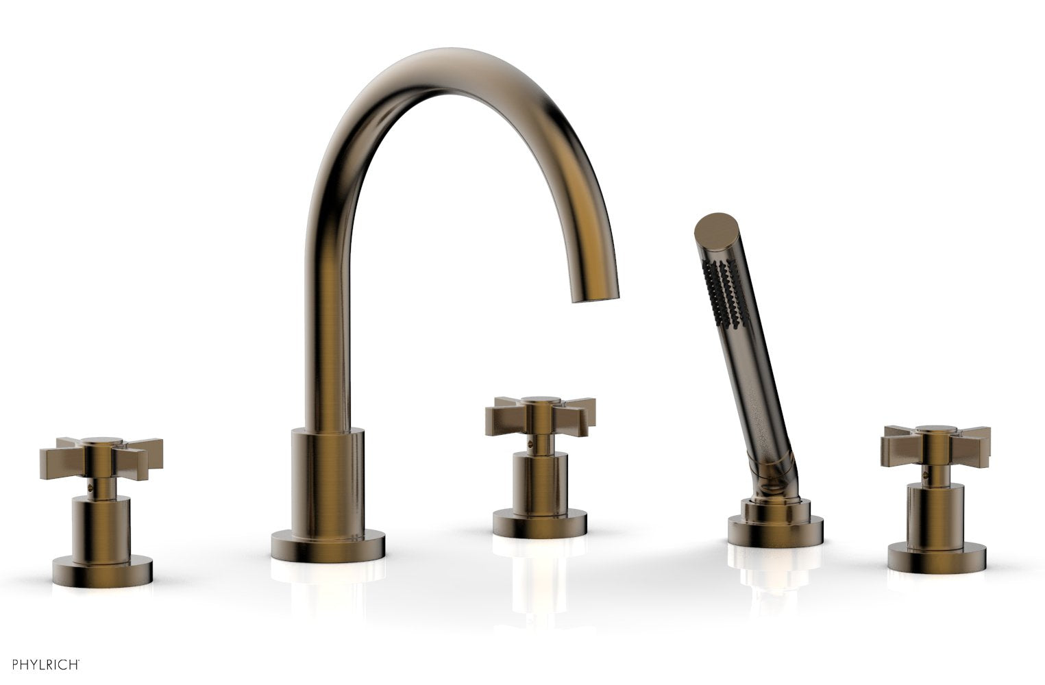 Phylrich BASIC Deck Tub Set with Hand Shower - Blade Cross Handles