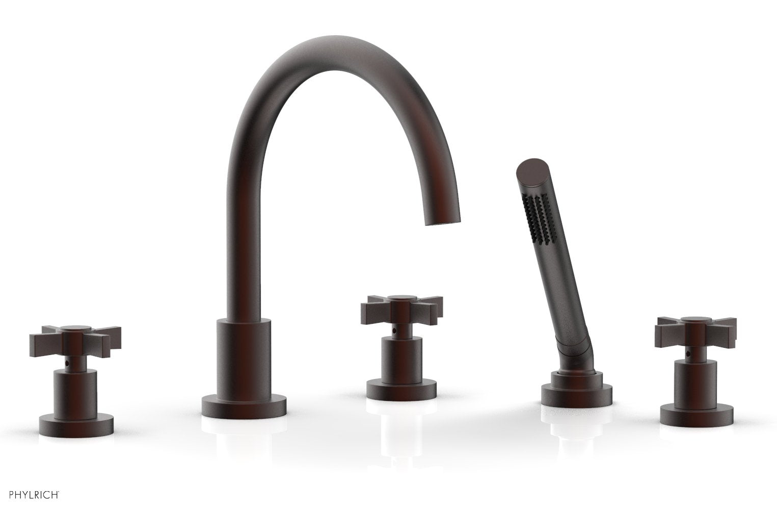 Phylrich BASIC Deck Tub Set with Hand Shower - Blade Cross Handles