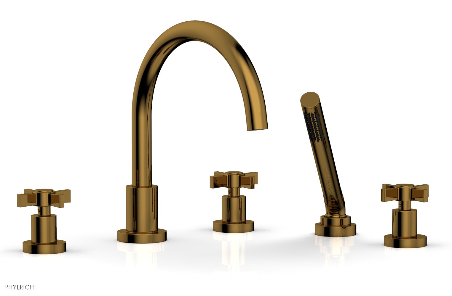 Phylrich BASIC Deck Tub Set with Hand Shower - Blade Cross Handles